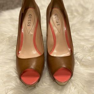 Steve Madden, tan, gold & pink heels